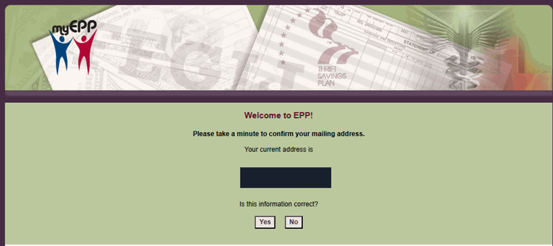 Welcome to EPP Confirm Address Page